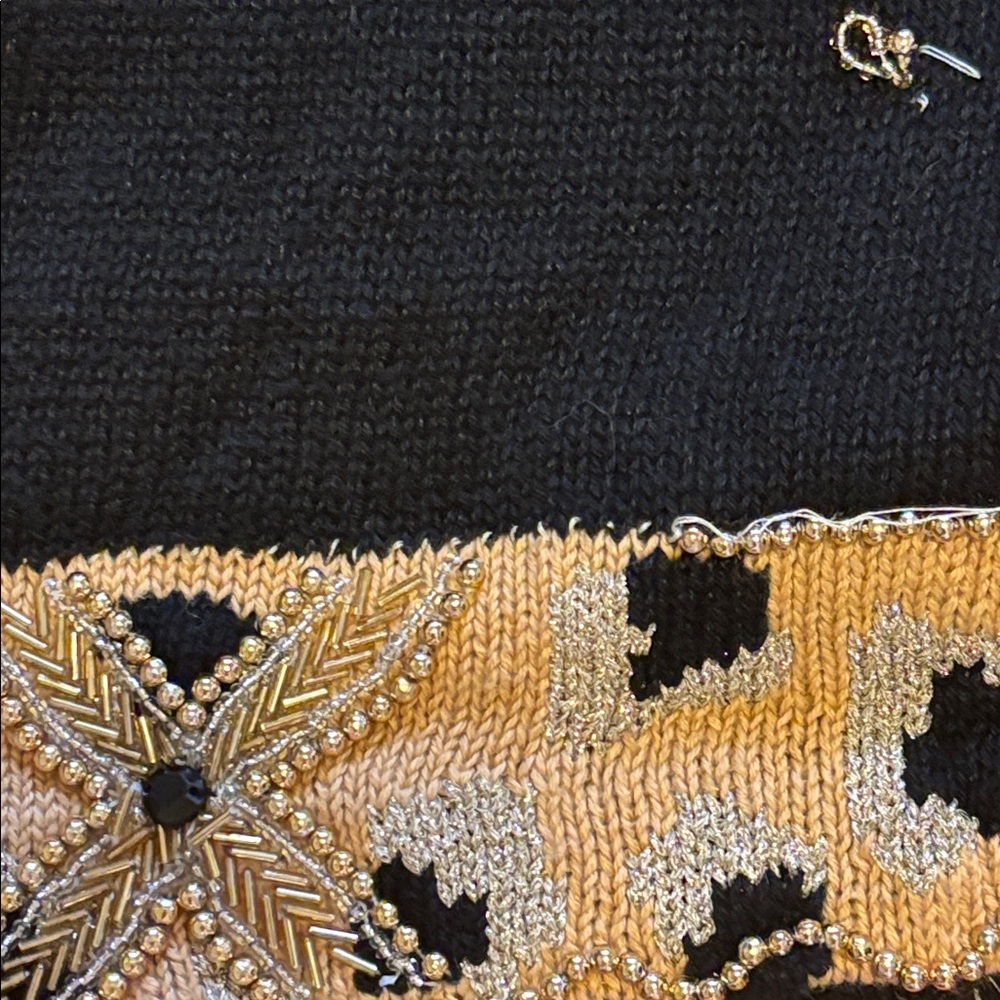 Belle Pointe Novelty Cardigan L Black Beaded Sequin Heels & Purses - Picture 7 of 9